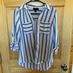 BCX Women's Striped Button Down Shirt
